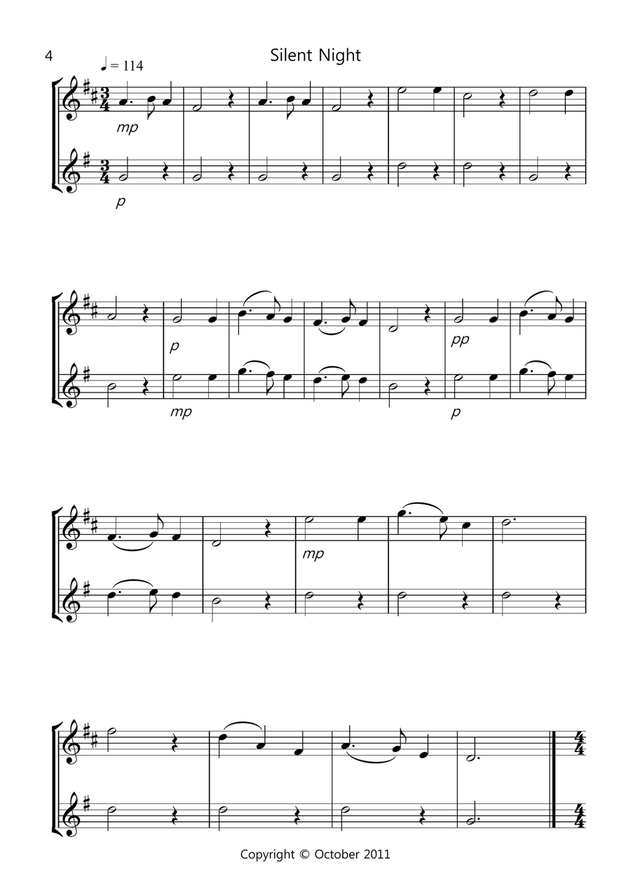 8 Easy Christmas Duets for Alto And Tenor Saxophone Woodwind Duet scores gallery preview page 4