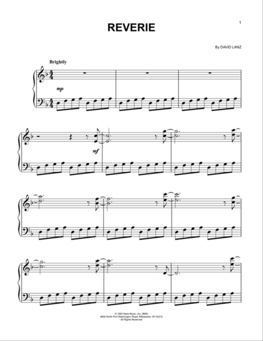 Reverie Easy Piano scores gallery preview page 1