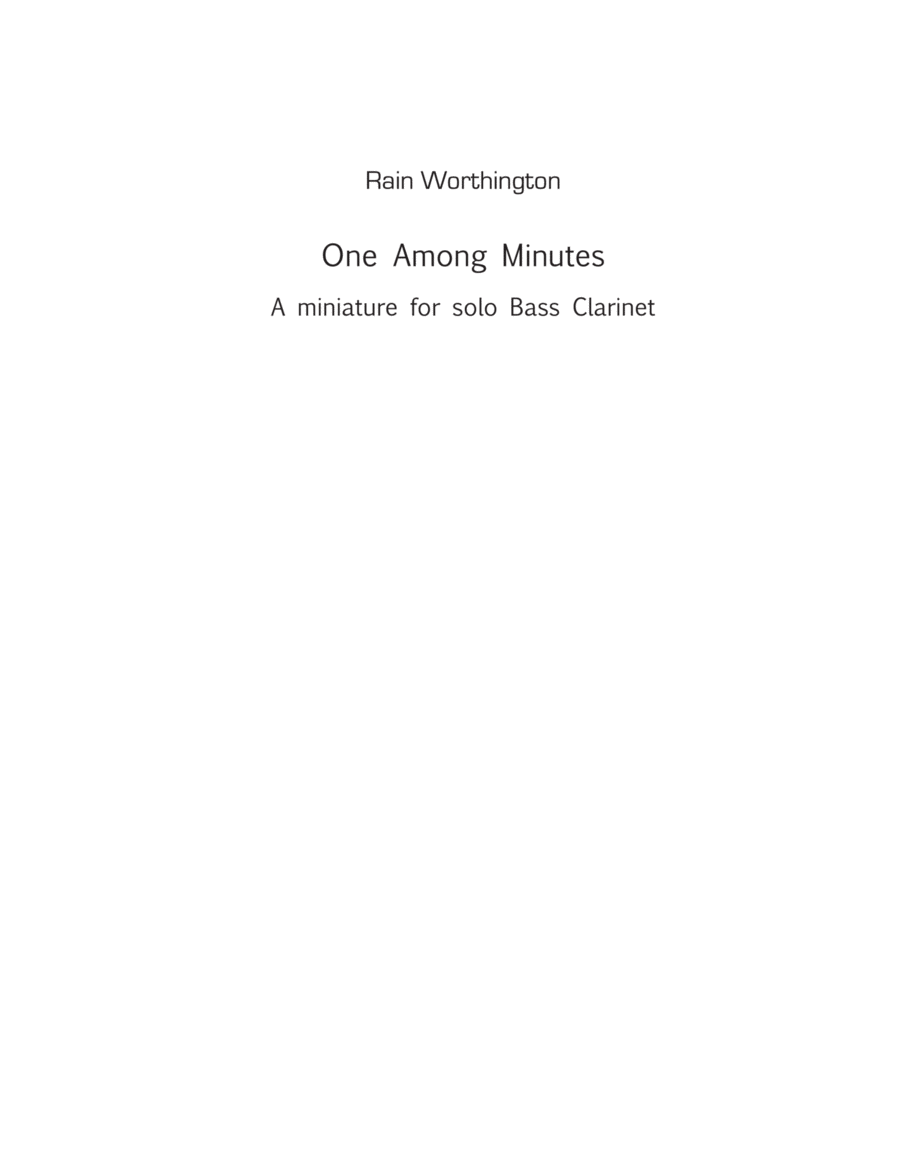 One Among Minutes - a miniature for low wind Bass Clarinet scores gallery preview page 1