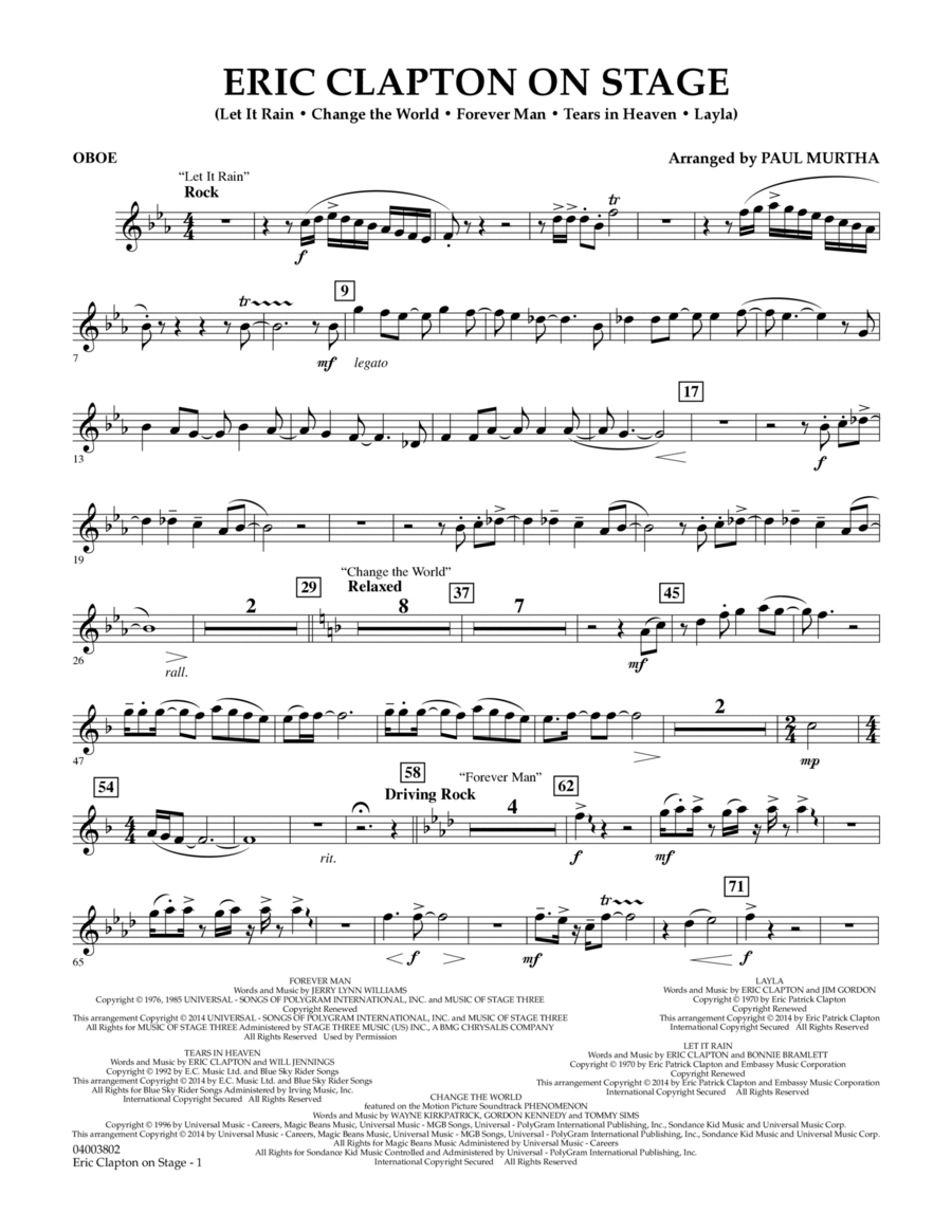 Eric Clapton on Stage - Oboe Concert Band scores gallery preview page 1