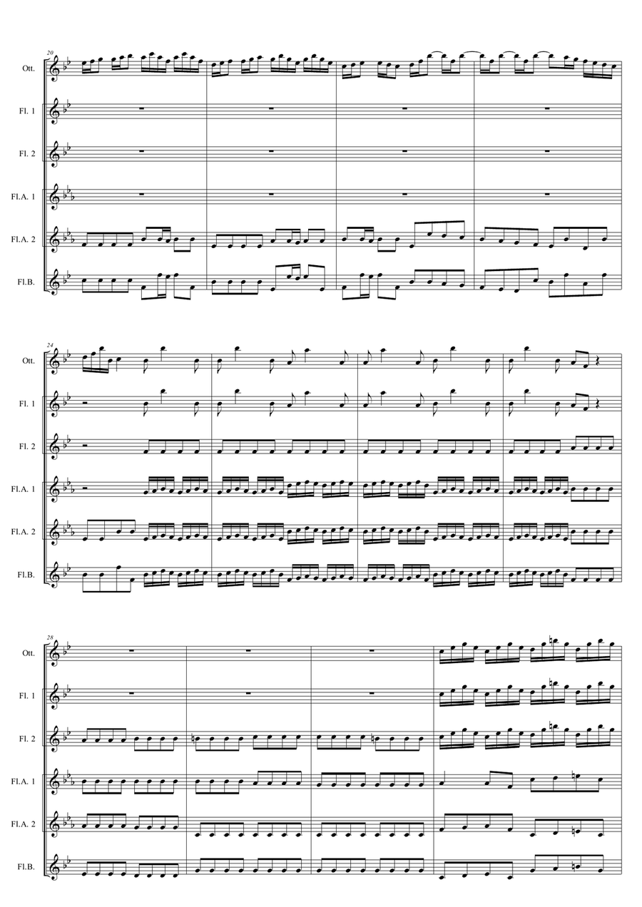 Flute Concerto n. 2 in G minor 'La Notte' - Flute Choir Flute Choir scores gallery preview page 5