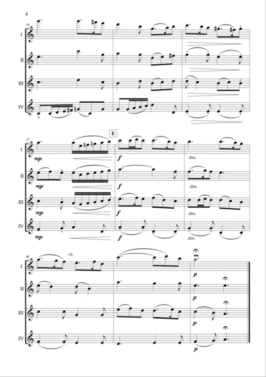 Greensleeves Flute Quartet scores gallery preview page 4