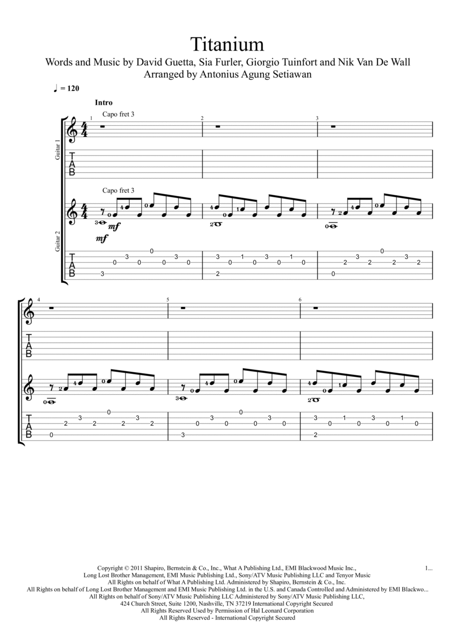 Titanium Electric Guitar scores gallery preview page 1