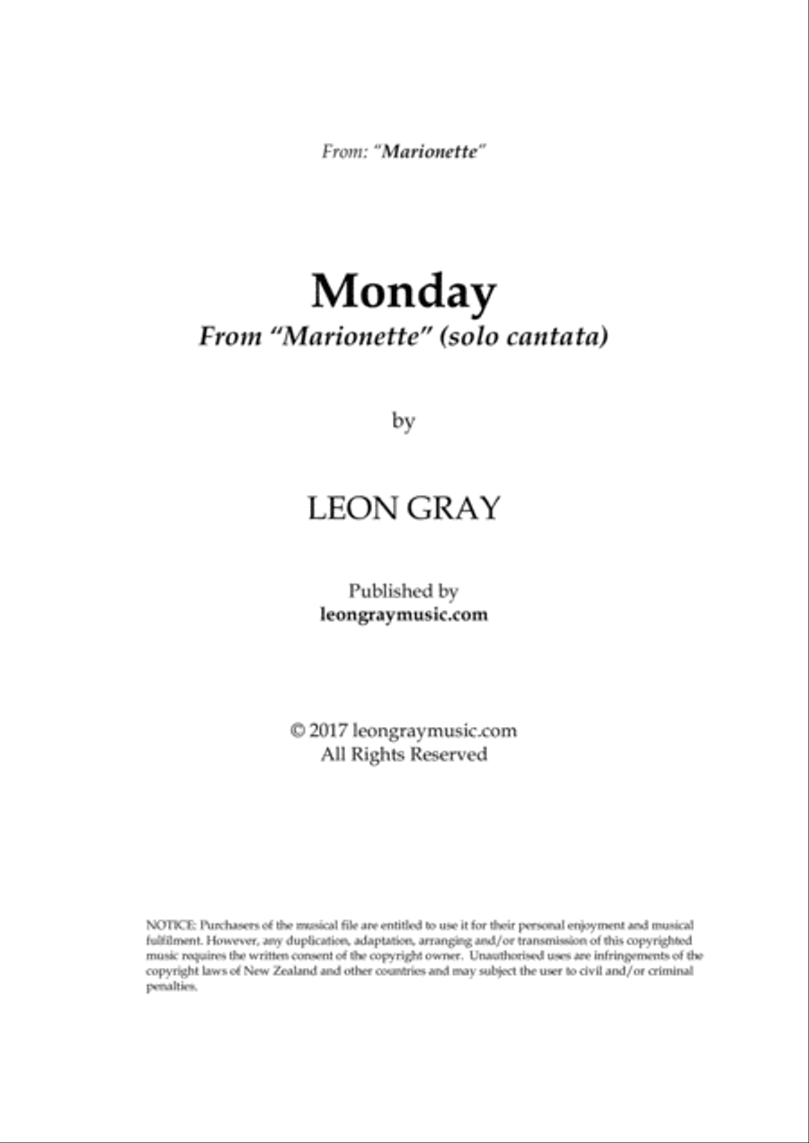 Monday from 'Marionette' Voice scores gallery preview page 1