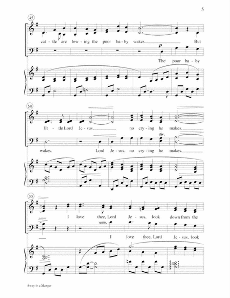 Away in a Manger 4-Part scores gallery preview page 5