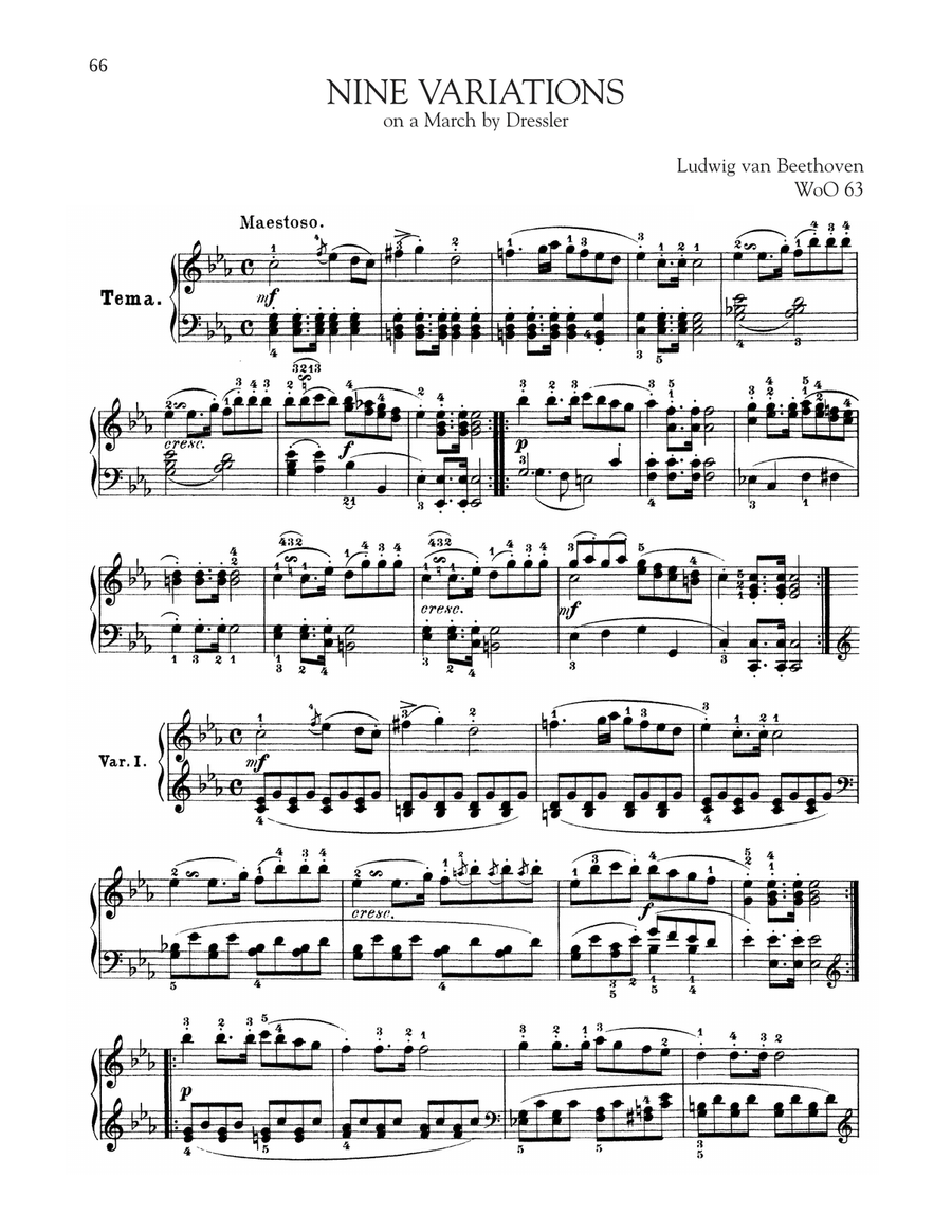 9 Variations On A March By Dressler, WoO 63 Piano Solo scores gallery preview page 1