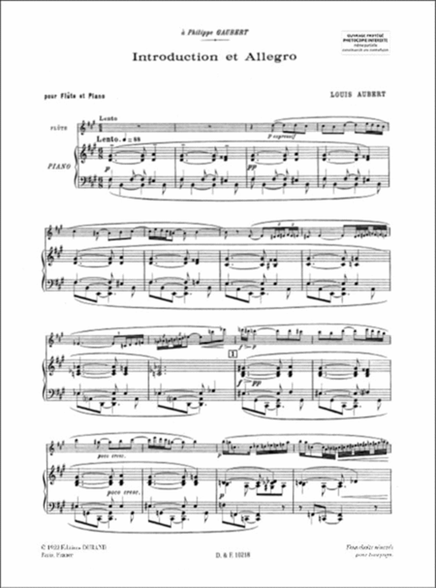 Introduction Et Allegro Pour Flute Et Piano