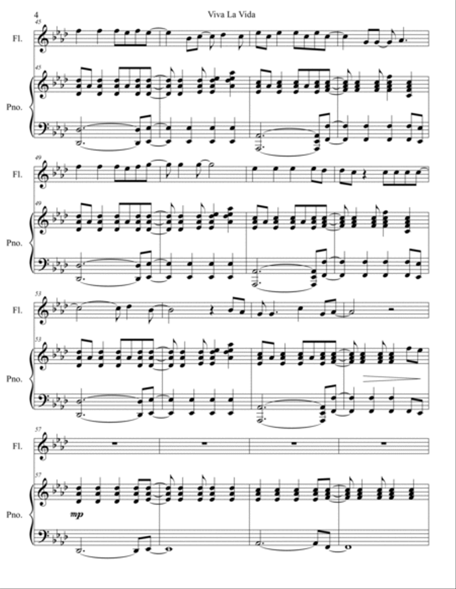 Viva La Vida Viva La Vida Flute Solo scores gallery preview page 5