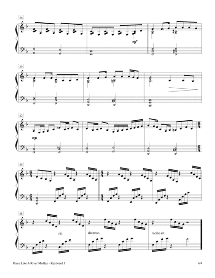 Peace Like A River Medley (Keyboard Duet - 2 Pianos, 4 Hands) 2 Pianos, 4-Hands scores gallery preview page 4