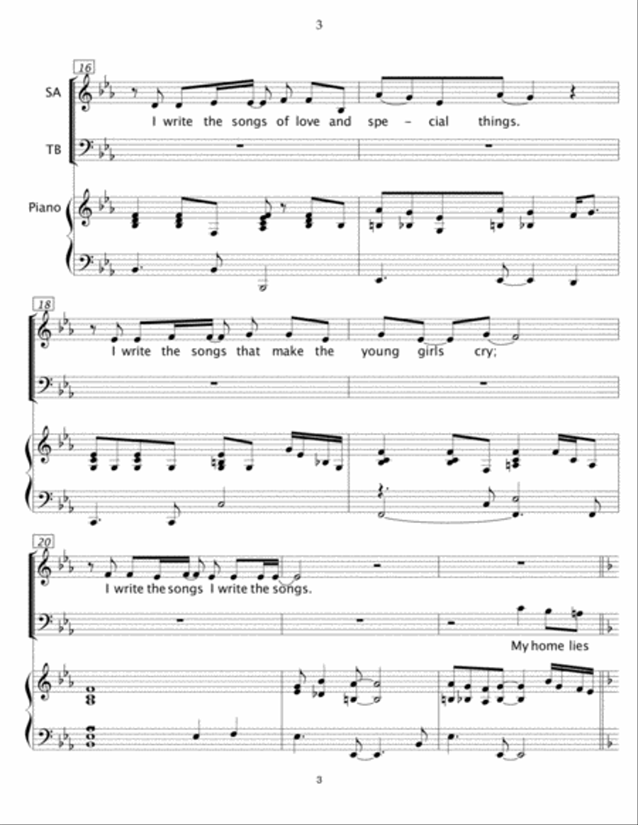 I Write The Songs 4-Part scores gallery preview page 3
