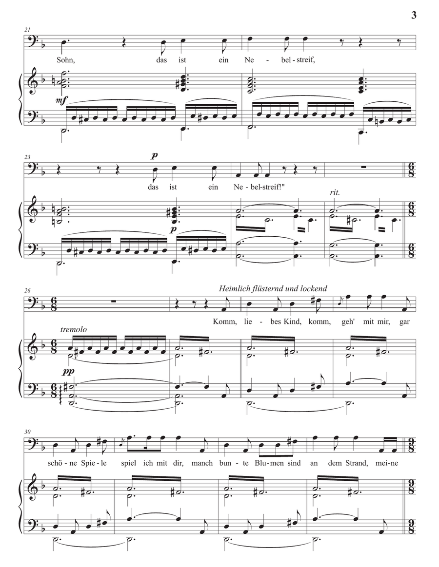LOEWE: Erlkönig, Op. 1 no. 3 (transposed to D minor, bass clef) Piano, Vocal scores gallery preview page 4