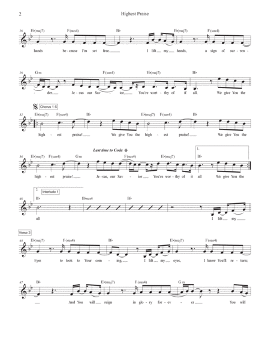 Highest Praise Highest Praise Piano scores gallery preview page 2