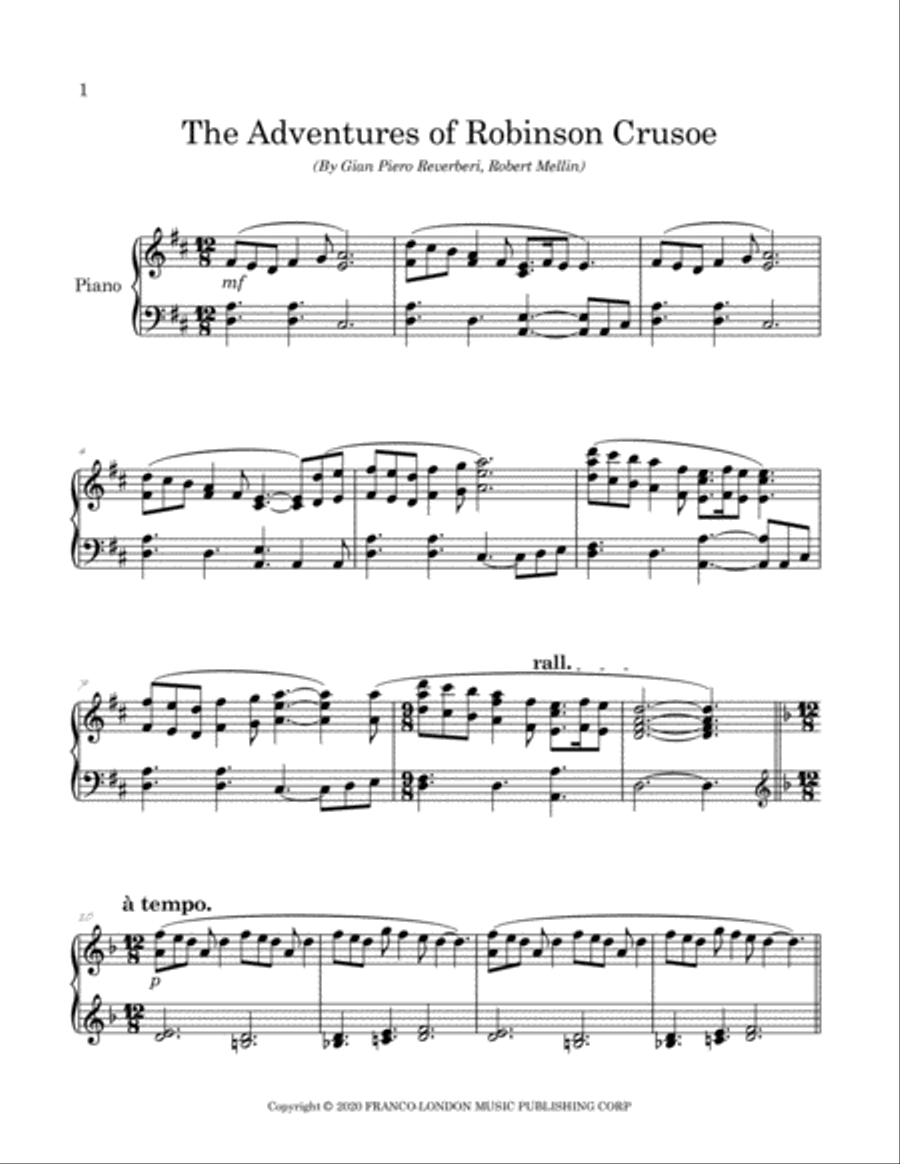 Themes For Adventures Of Robinson Crusoe Piano Solo scores gallery preview page 2