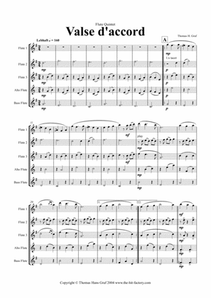 Valse daccord - romantic waltz - Flute Quintet