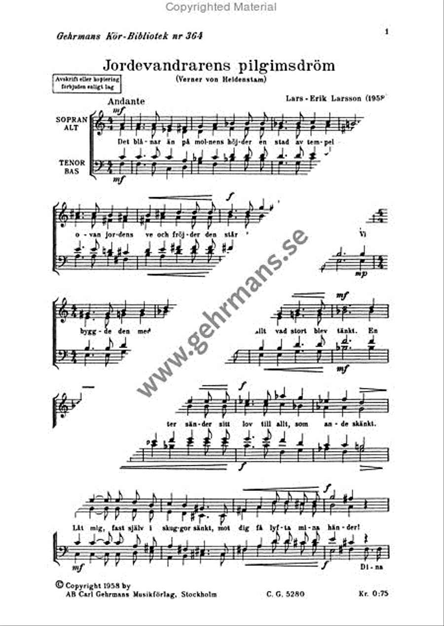 Jordevandrarens pilgrimsdrom 4-Part scores gallery preview page 2