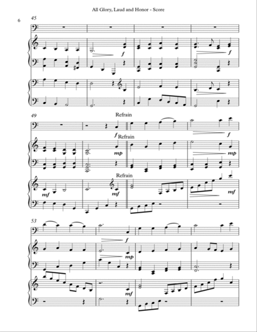 All Glory, Laud and Honor Trio for Cello, Harp and Piano Cello scores gallery preview page 6
