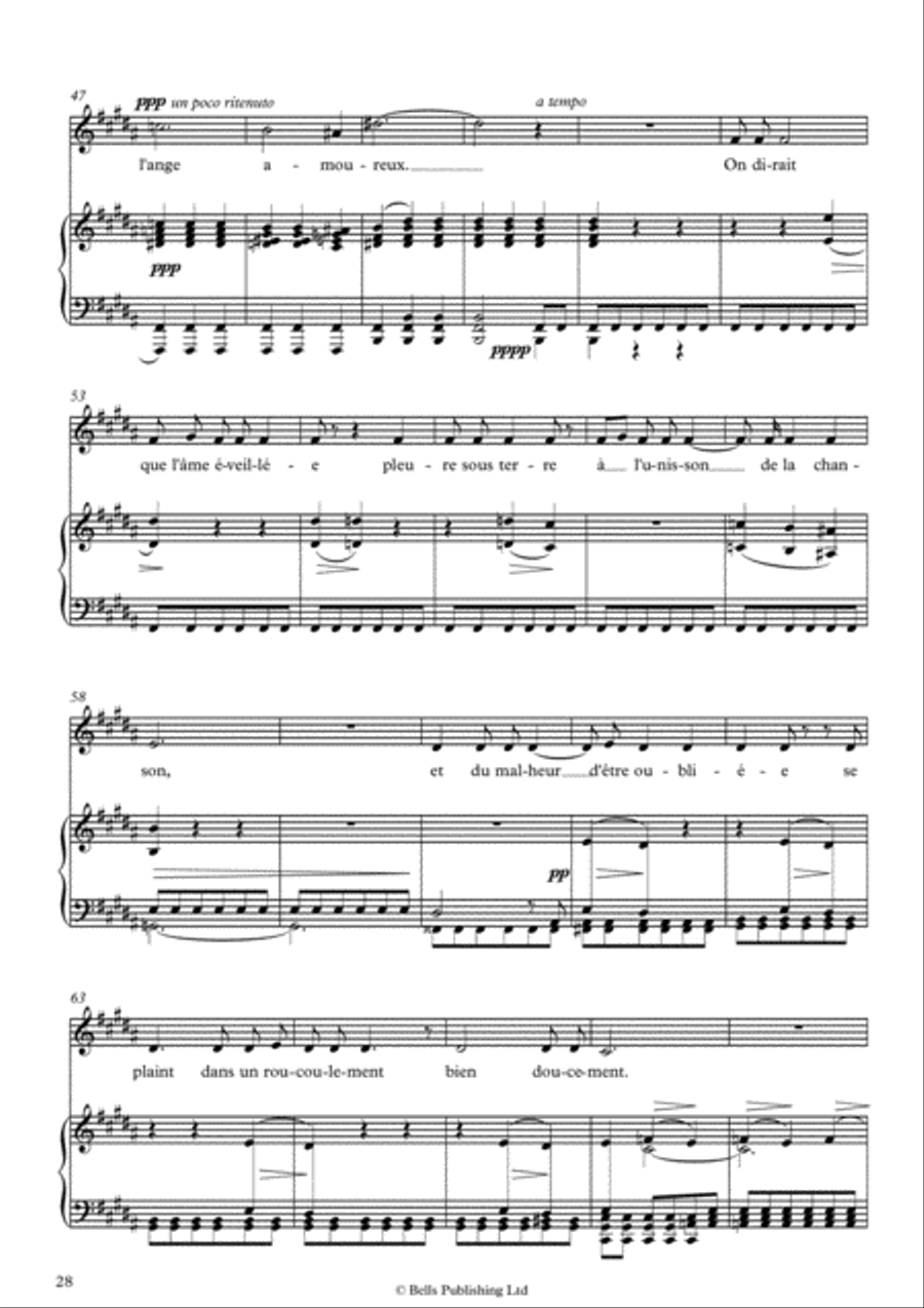 Au cimetiere (Clair de lune), Op. 7 No. 5 (B Major) Voice Solo scores gallery preview page 3