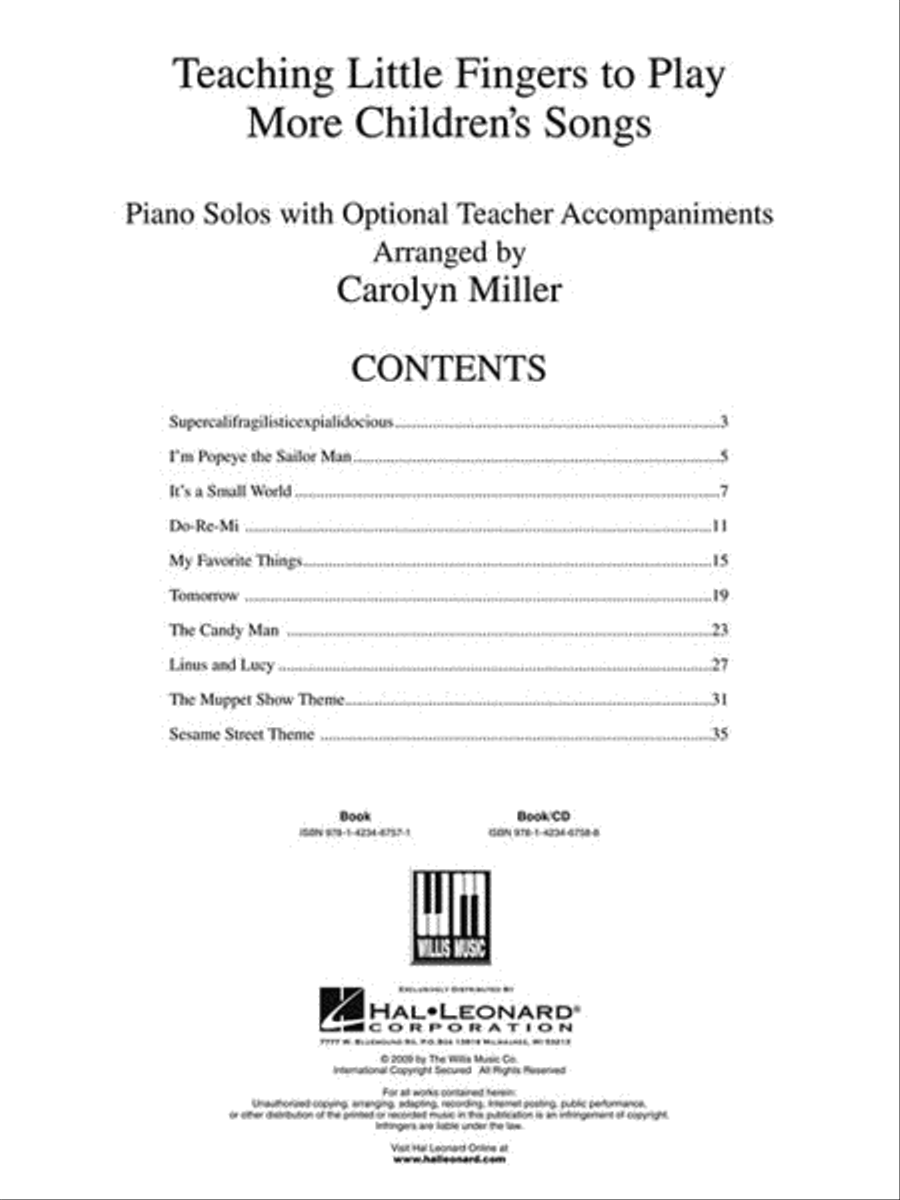 Teaching Little Fingers to Play More Children's Songs Piano Method scores gallery preview page 2