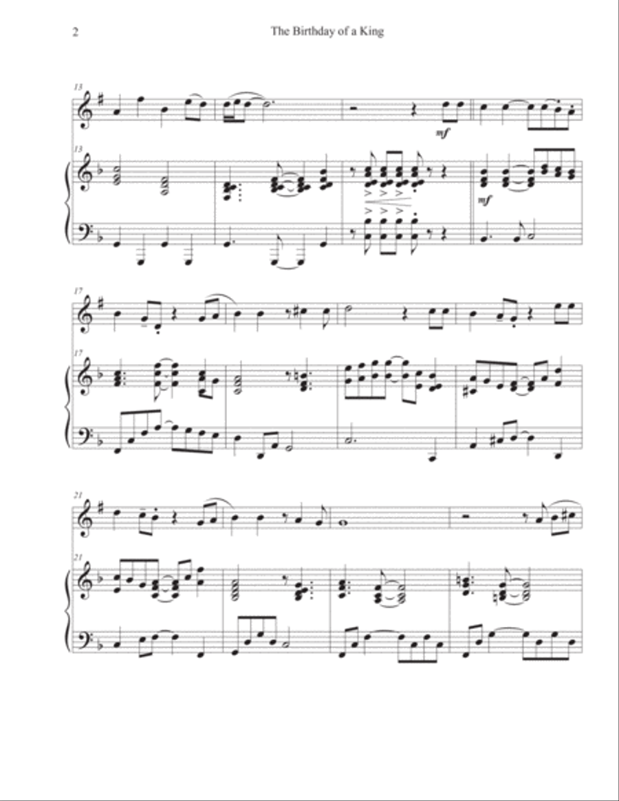 The Birthday of a King (Trumpet-Piano) The Birthday of a King (Trumpet-Piano) Trumpet Solo scores gallery preview page 2