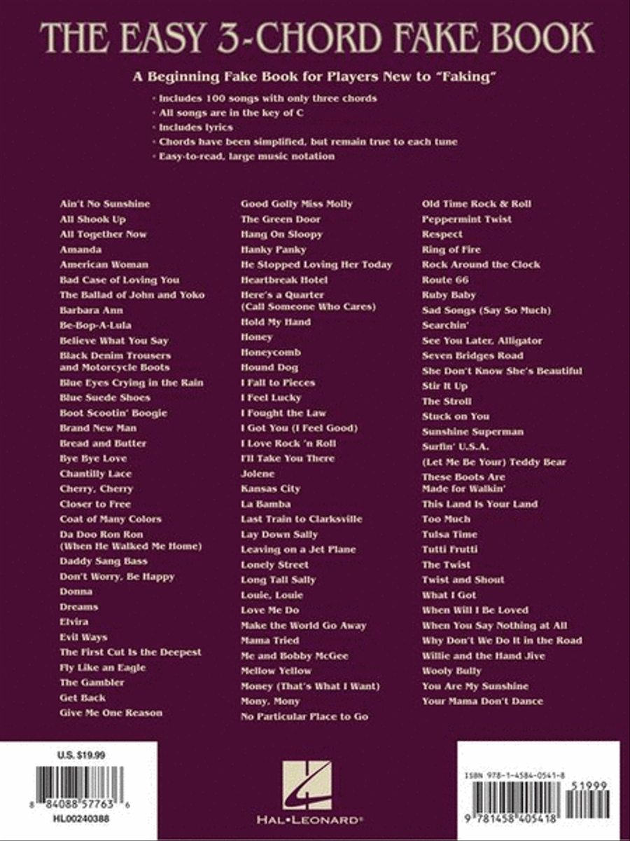 The Easy 3-Chord Fake Book Piano scores gallery preview page 10
