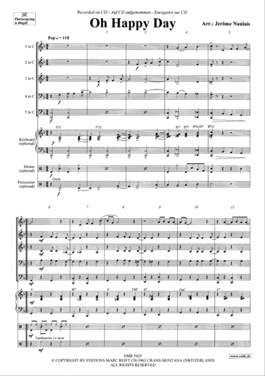 Oh Happy Day Concert Band scores gallery preview page 4