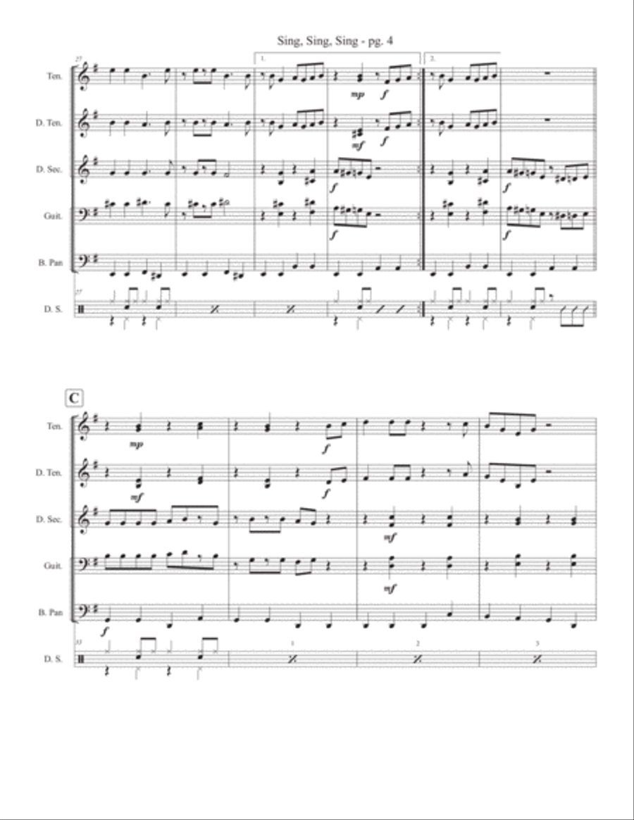 Sing, Sing, Sing Percussion Ensemble scores gallery preview page 4