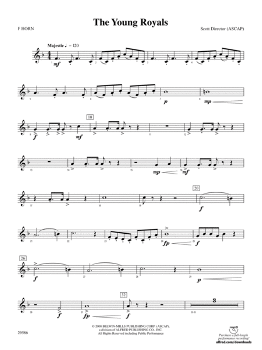 The Young Royals: 1st F Horn Concert Band scores gallery preview page 1