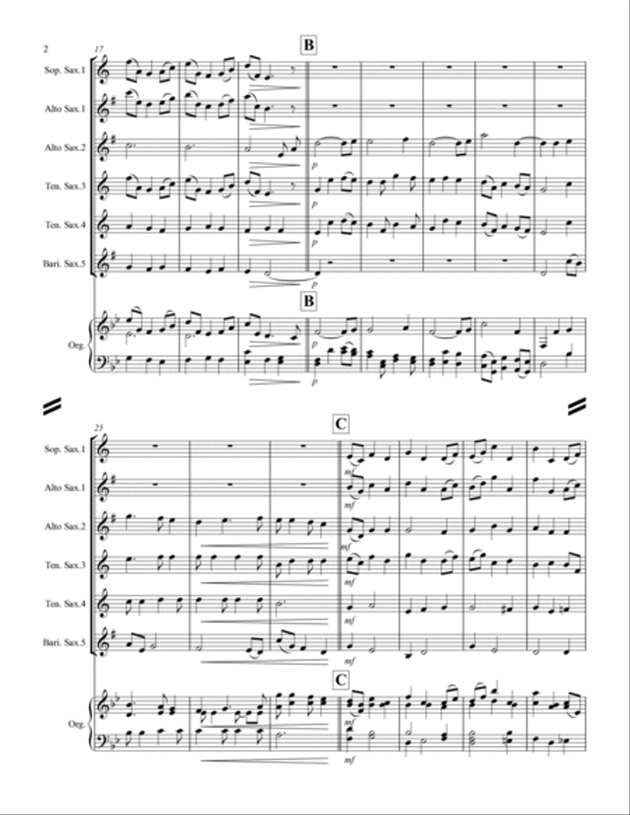 Elgar - Nimrod from Enigma Variations (for Saxophone Quintet SATTB or AATTB) Saxophone Quintet scores gallery preview page 3