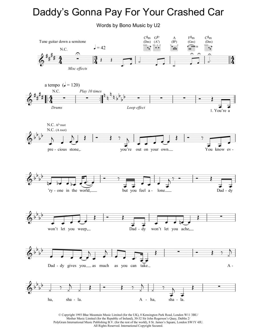 Daddy's Gonna Pay For Your Crashed Car Piano scores gallery preview page 1