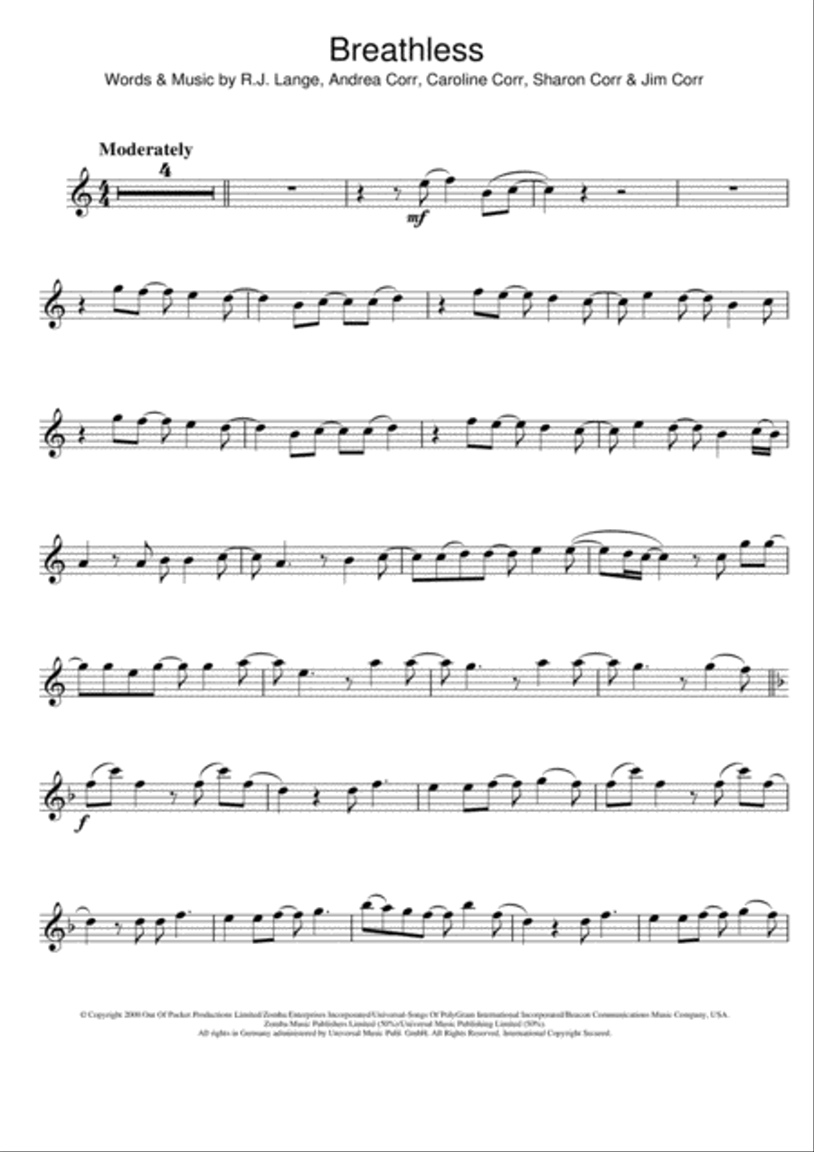 Breathless Flute Solo scores gallery preview page 1
