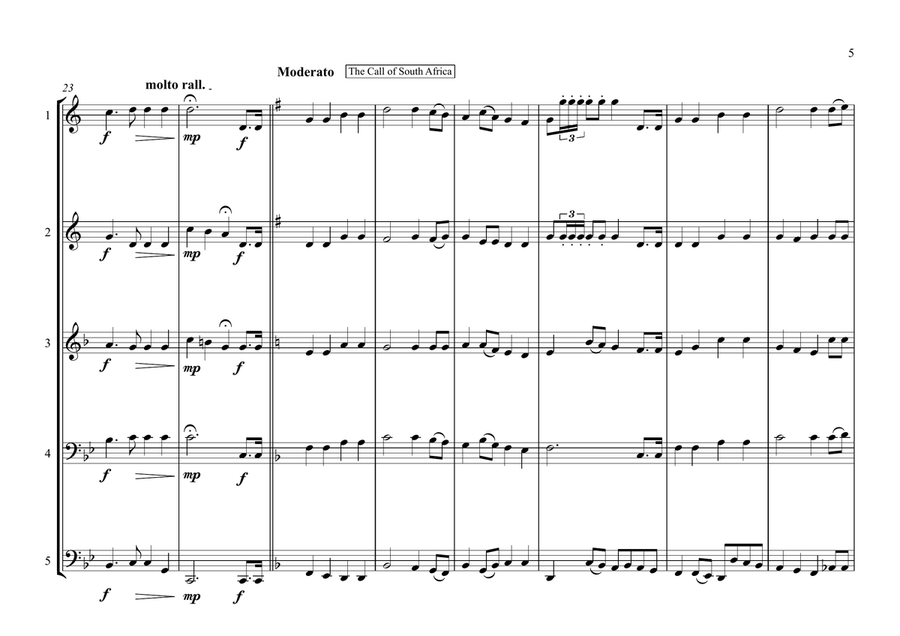 South African National Anthem for Brass Quintet Brass Quintet scores gallery preview page 5