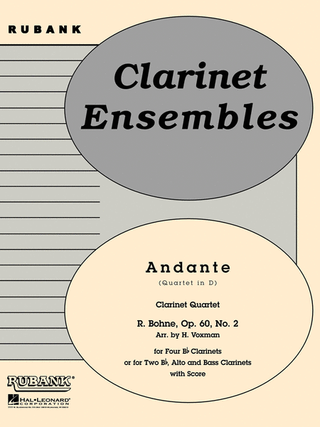 Andante (Quartet In D) Op. 60 No. 2 - Clarinet Quartets With Score