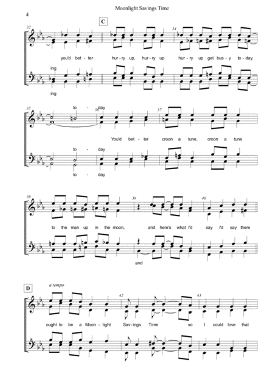 (there Ought To Be A) Moonlight Saving Time SSAA scores gallery preview page 4