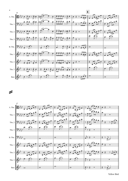 Yellow Bird - Haitian Folk Song - Calypso - Trombone quartet image number null