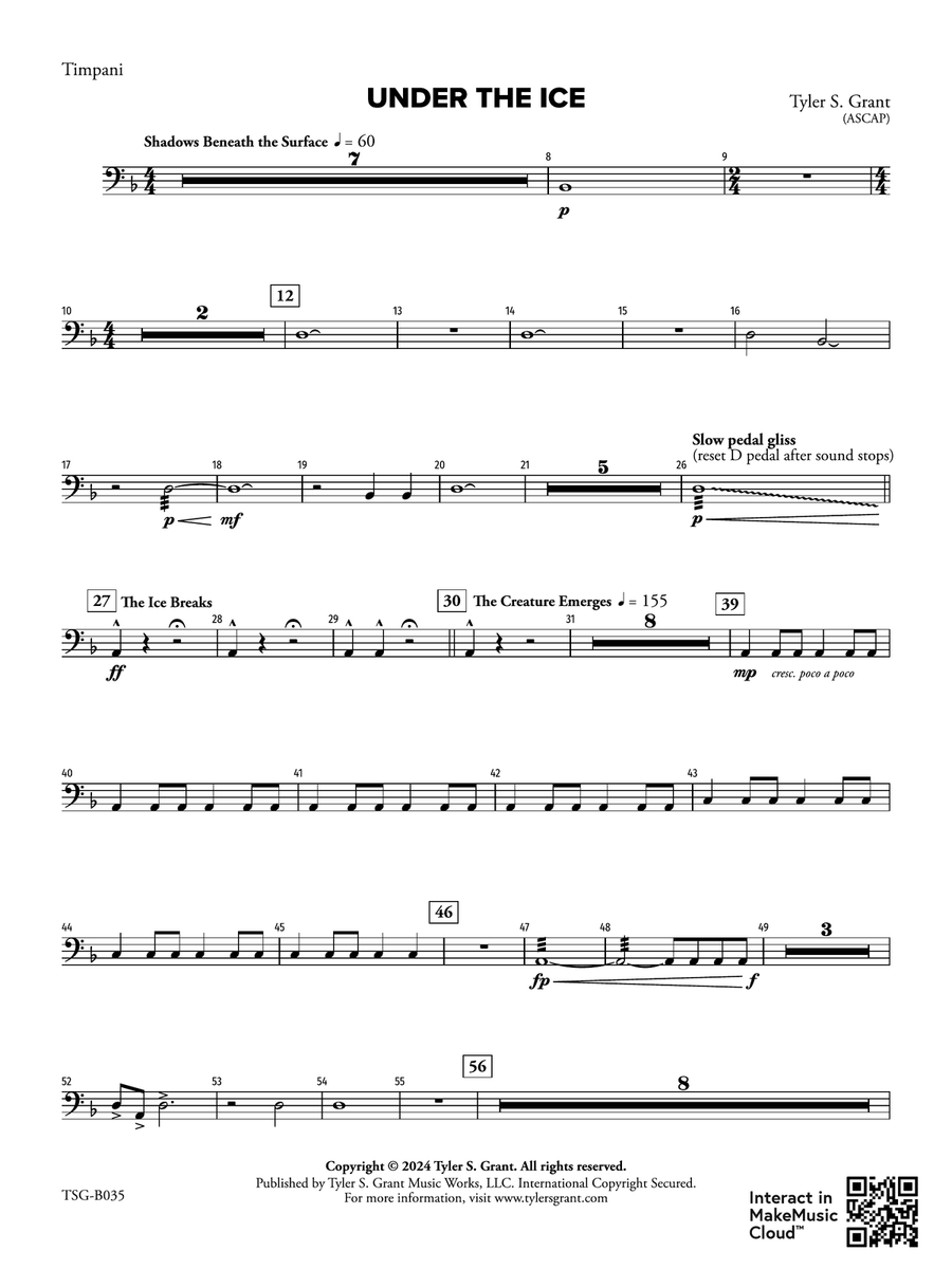 Under the Ice: Timpani Percussion scores gallery preview page 1