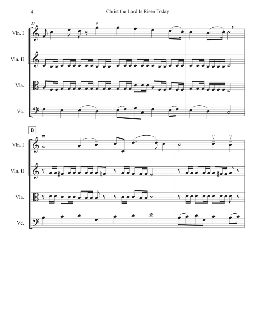 Christ the Lord Is Risen Today, Hallelujah String Quartet scores gallery preview page 4