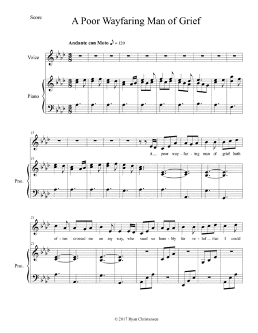 A Poor Wayfaring Man of Grief Voice scores gallery preview page 2
