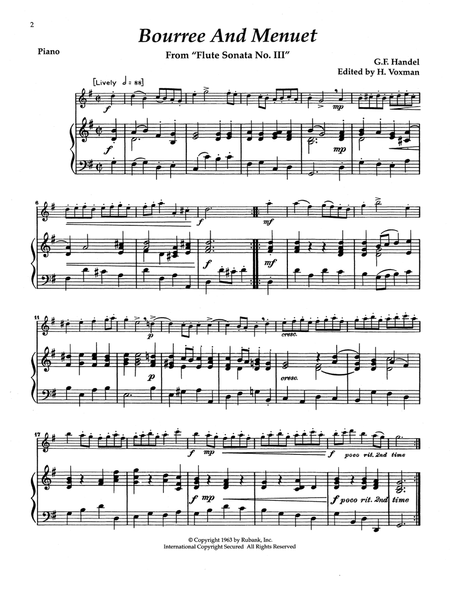 Bouree And Menuet Flute Solo scores gallery preview page 1