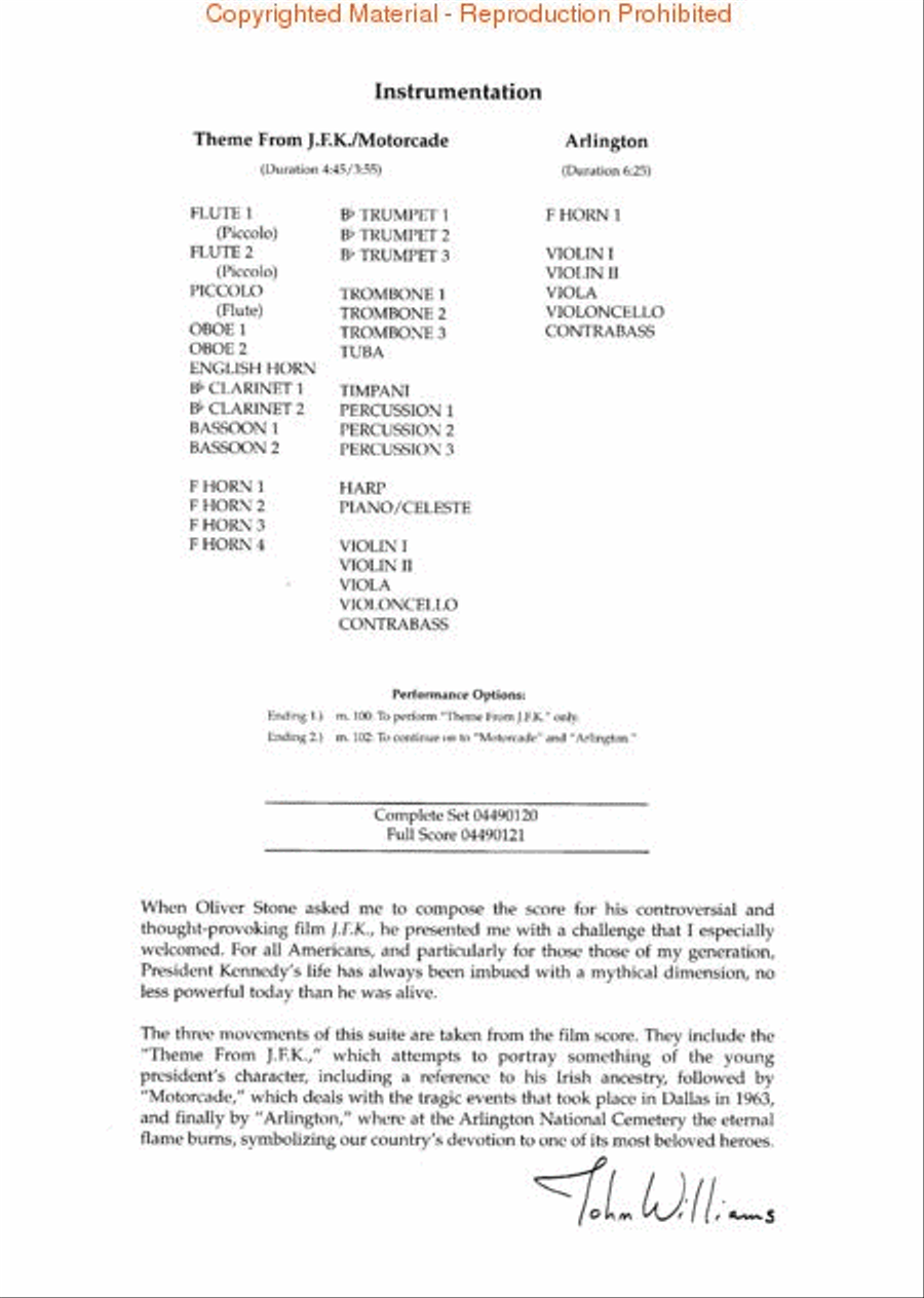 Suite from J.F.K. Full Orchestra scores gallery preview page 2