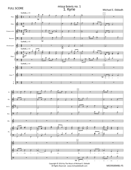 missa brevis no. 1 (full score and parts)