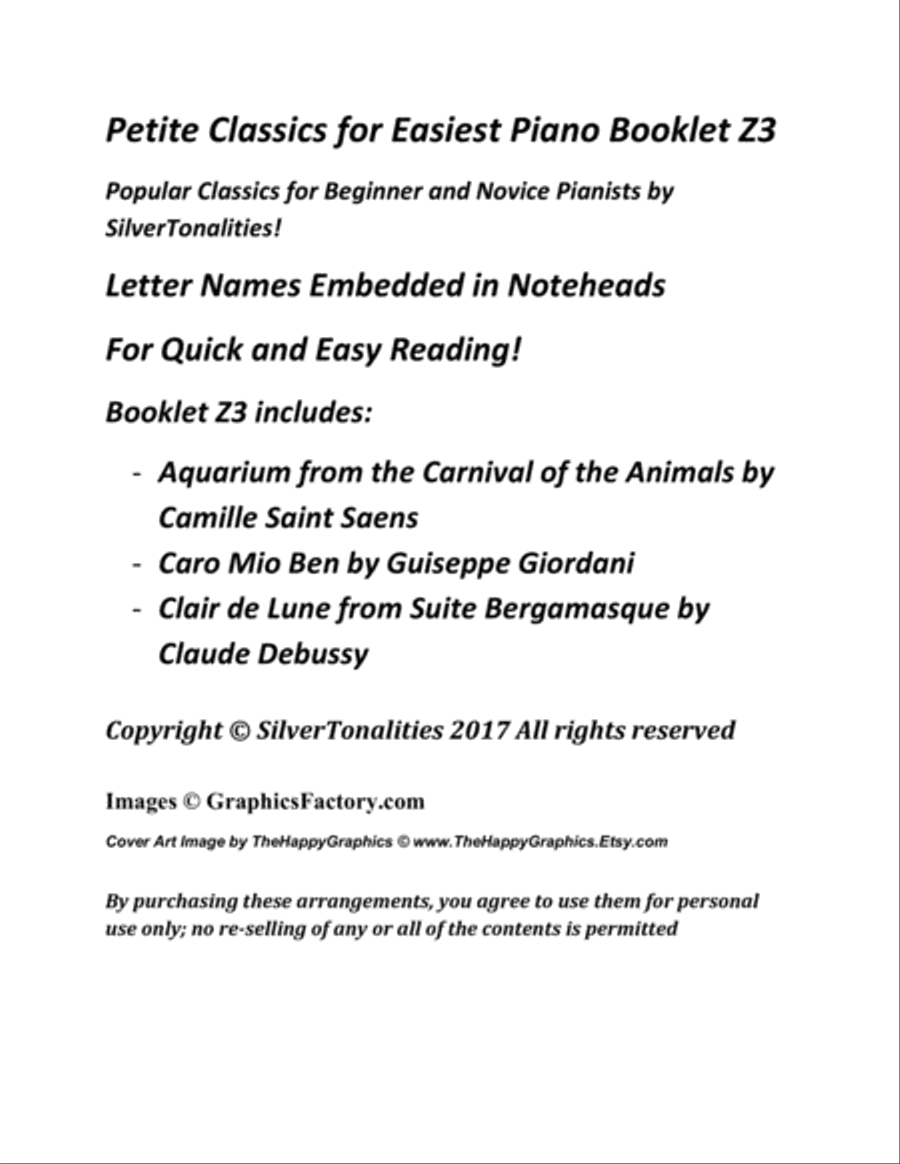 Petite Classics for Easiest Piano Booklet Z3 Easy Piano scores gallery preview page 2