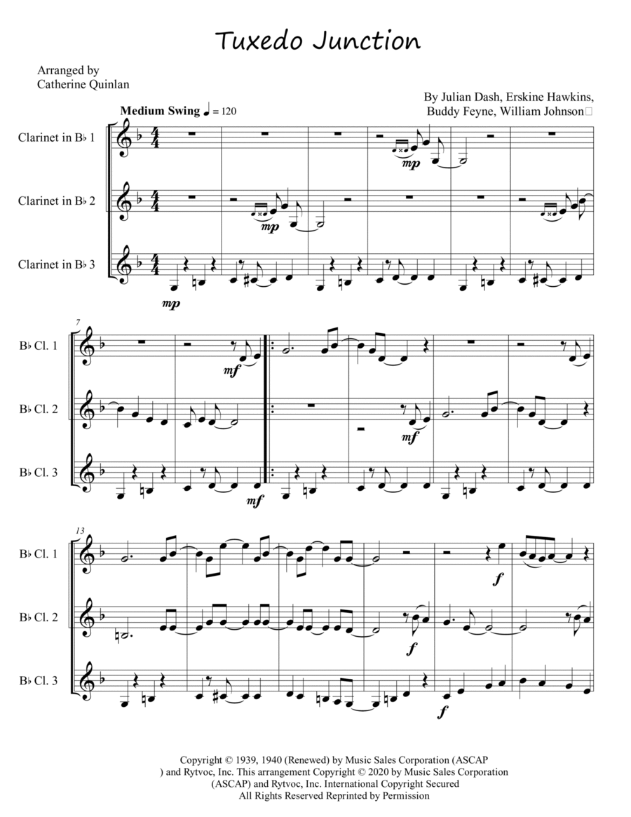 Tuxedo Junction Clarinet Trio scores gallery preview page 1