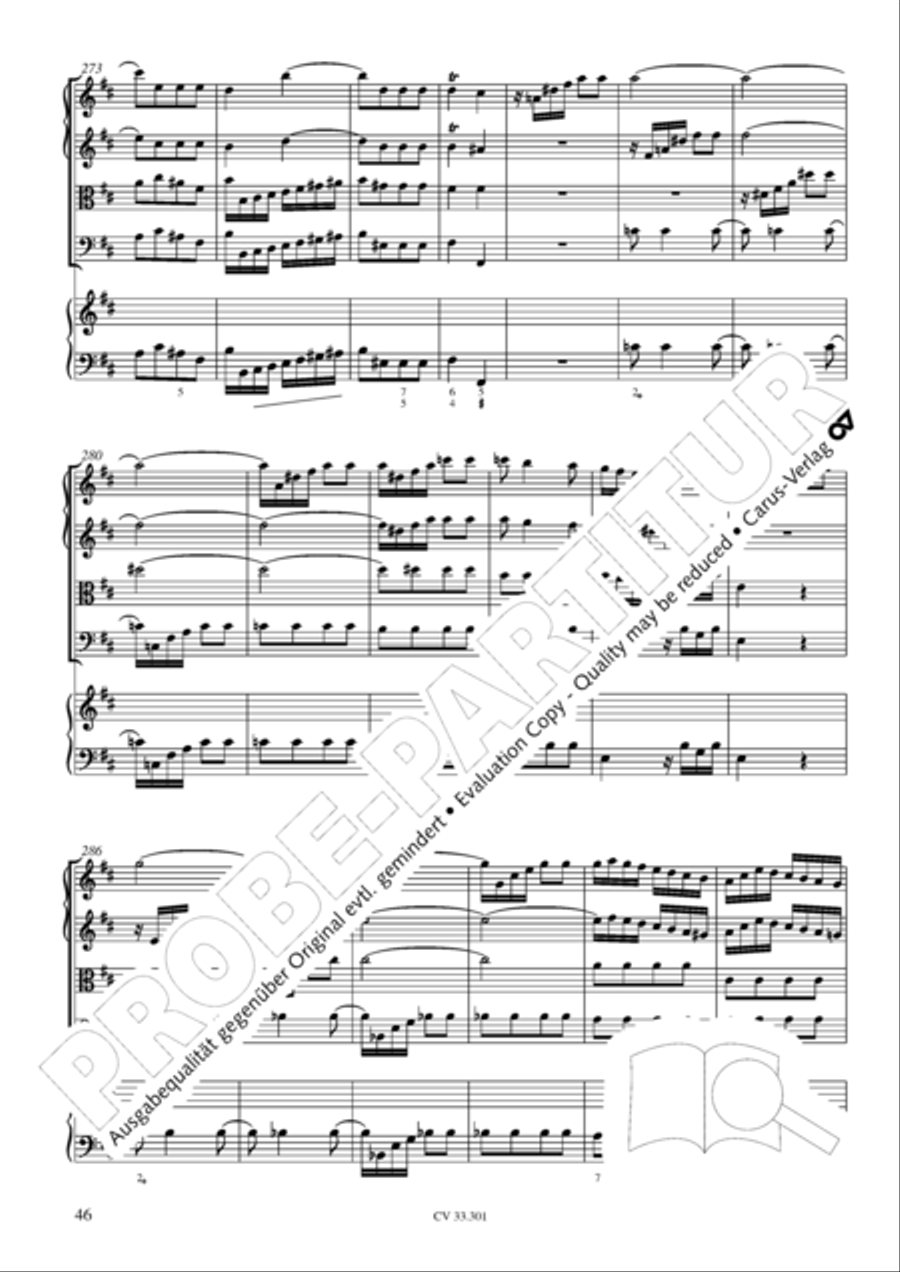 Concerto per il Cembalo in D Cello scores gallery preview page 47