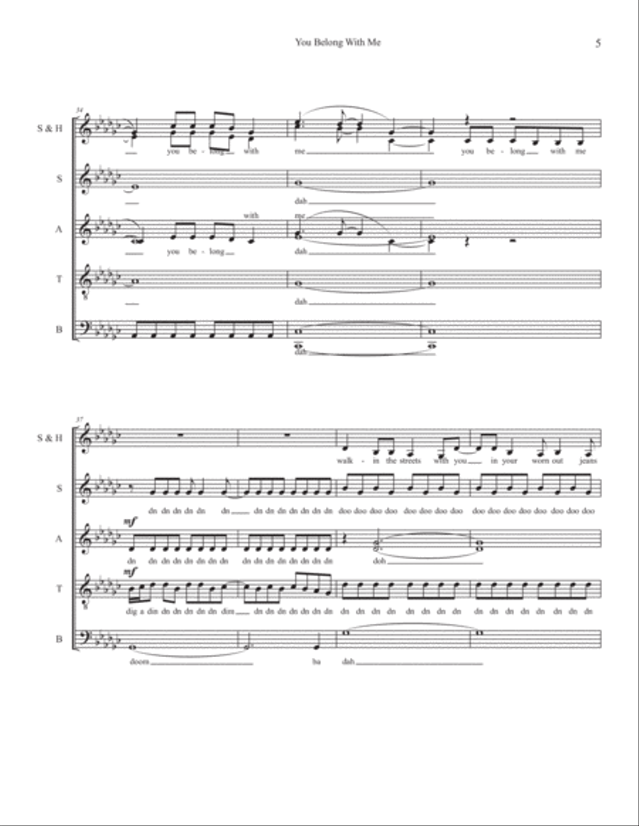 You Belong With Me 4-Part scores gallery preview page 5