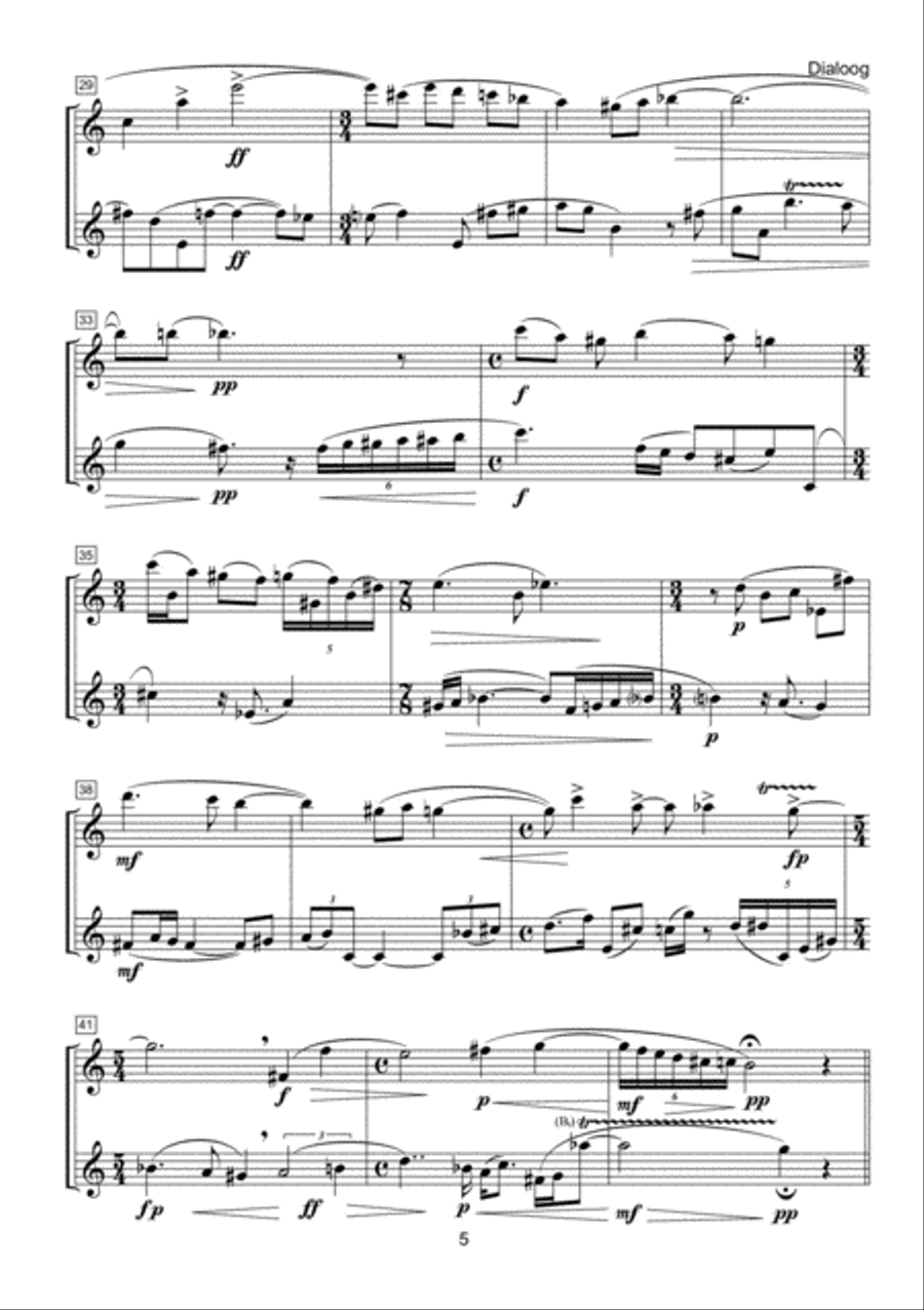 Dialoog for Two Alto Saxophones Woodwind Duet scores gallery preview page 4