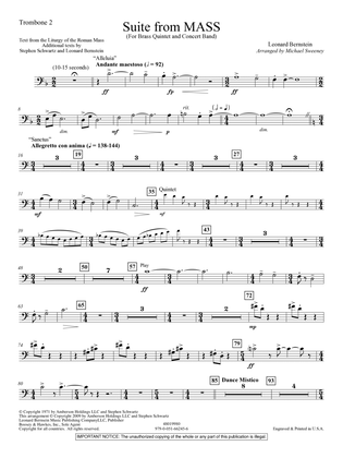 Book cover for Suite from Mass (arr. Michael Sweeney) - Trombone 2