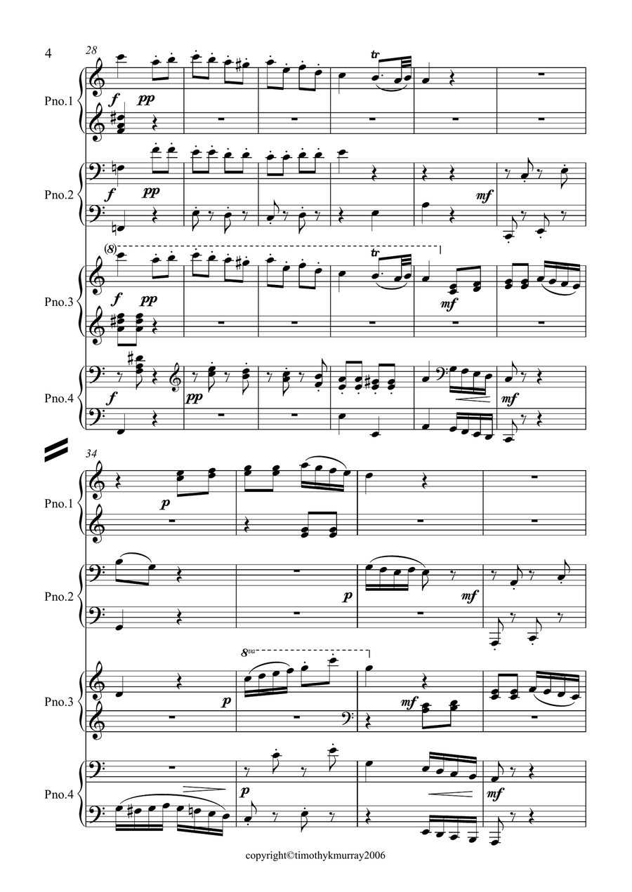 Mozart - Rondo alla Turca - 2 Pianos, 8 Hands Piano Duet scores gallery preview page 4