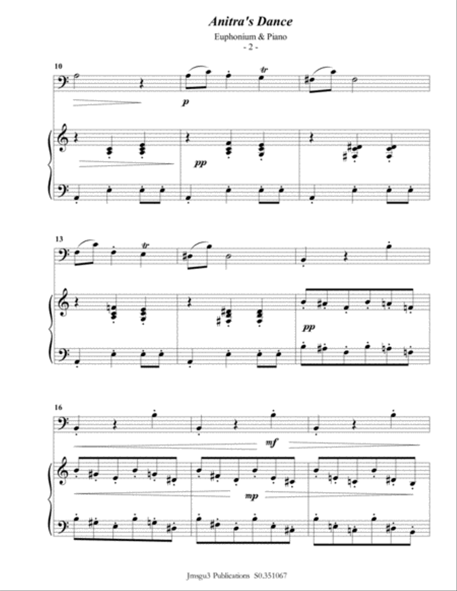 Grieg: Anitra's Dance from Peer Gynt Suite for Euphonium & Piano Euphonium scores gallery preview page 3