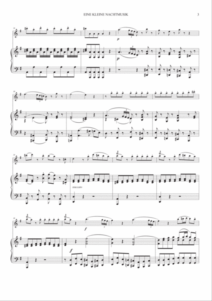 Eine Kleine Nachtmusik (1st Mov.) for Oboe and Piano Piano scores gallery preview page 3