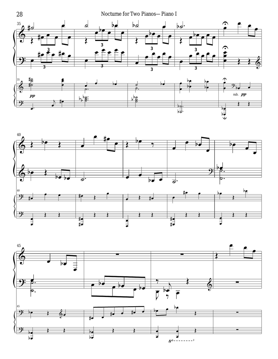 Nocturne For Two Pianos Nocturne For Two Pianos 2 Pianos, 4-Hands scores gallery preview page 3